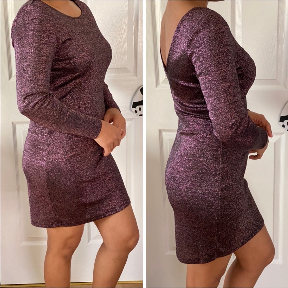 Women's Lower Back Long Sleeve Mini Dress